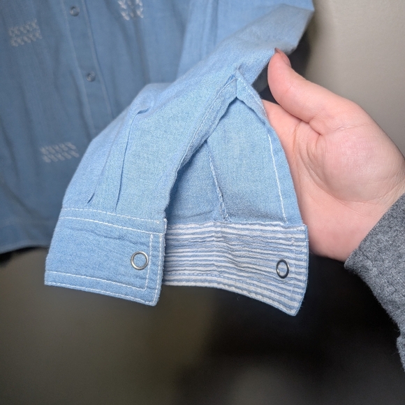 Draper's & Damons Light Blue Denim Button-Up Shirt Large‎ - Picture 3 of 7
